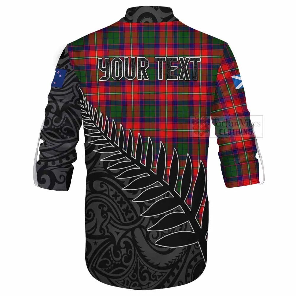 Belshes (Belsches) Crest Tartan Ghillie Kilt Shirt with New Zealand Silver Fern Half Style