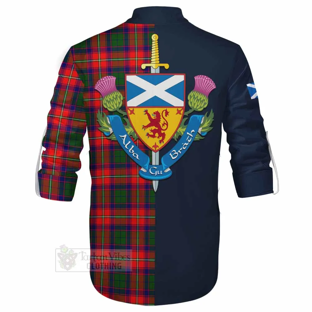 Belshes (Belsches) Tartan Ghillie Kilt Shirt Alba with Scottish Lion Royal Arm Half Style