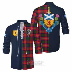 Belshes (Belsches) Tartan Ghillie Kilt Shirt Alba with Scottish Lion Royal Arm Half Style