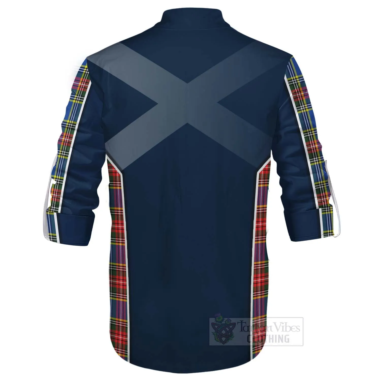 Bethune Tartan Ghillie Kilt Shirt with Family Crest and Scottish Thistle Vibes Sport Style
