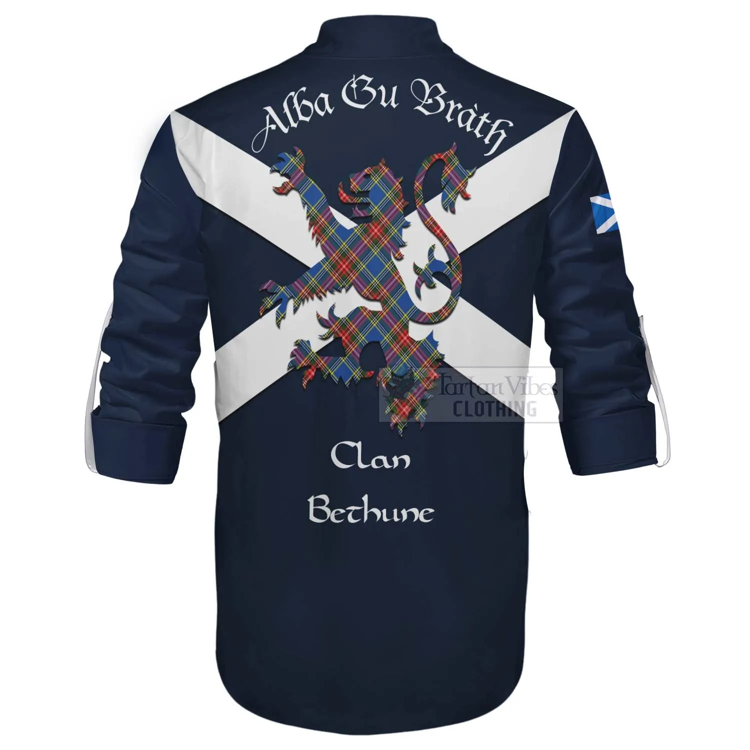 Bethune Tartan Lion Rampant Ghillie Kilt Shirt Proudly Display Your Heritage with Alba Gu Brath and Clan Name