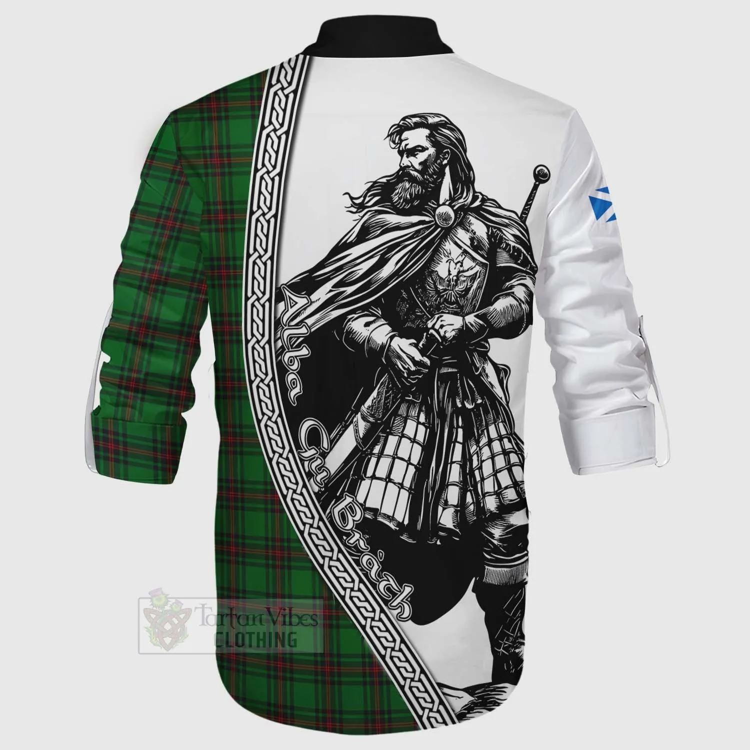 Beveridge Tartan Clan Crest Ghillie Kilt Shirt with Highlander Warrior Celtic Style