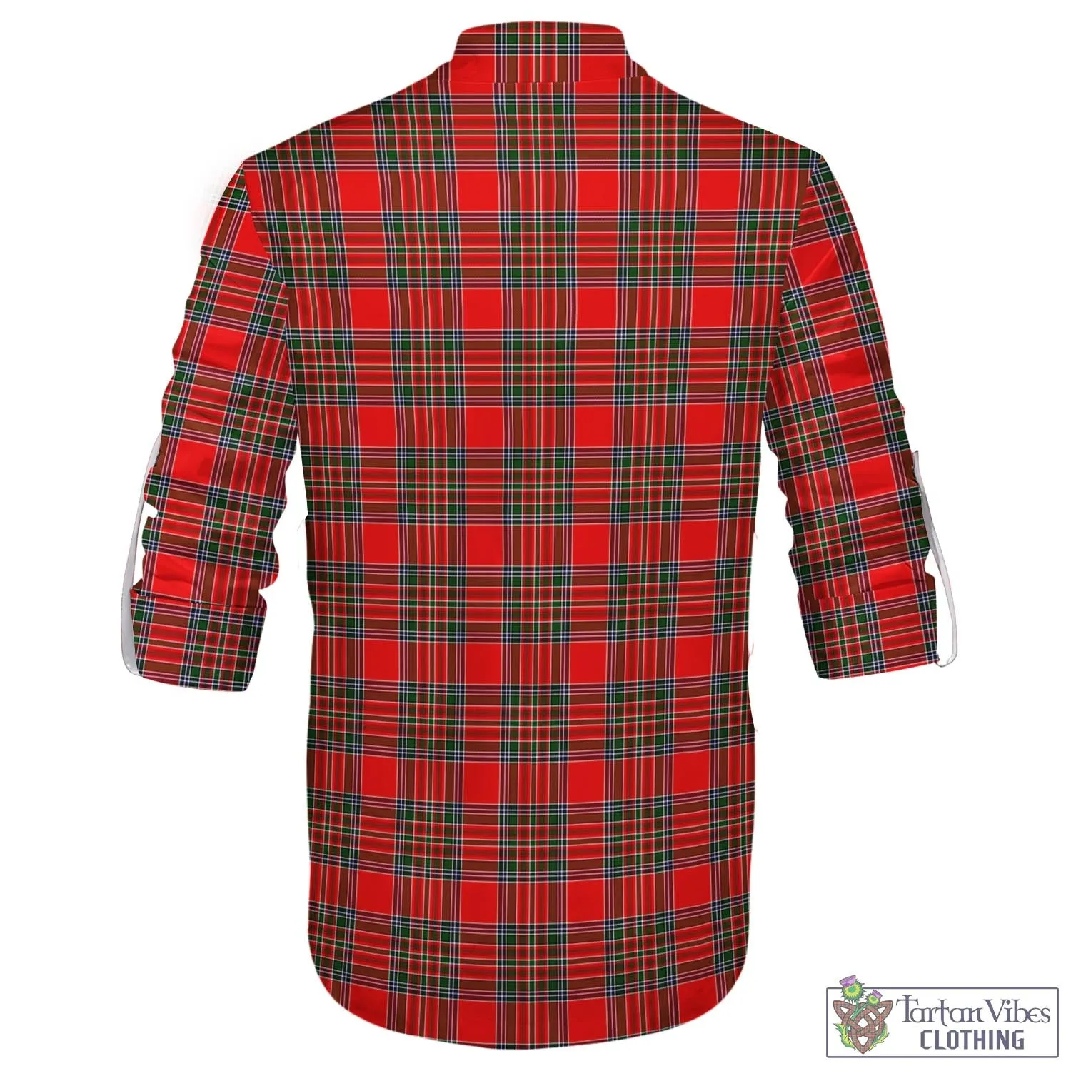 Binning Tartan Men's Scottish Traditional Jacobite Ghillie Kilt Shirt with Family Crest