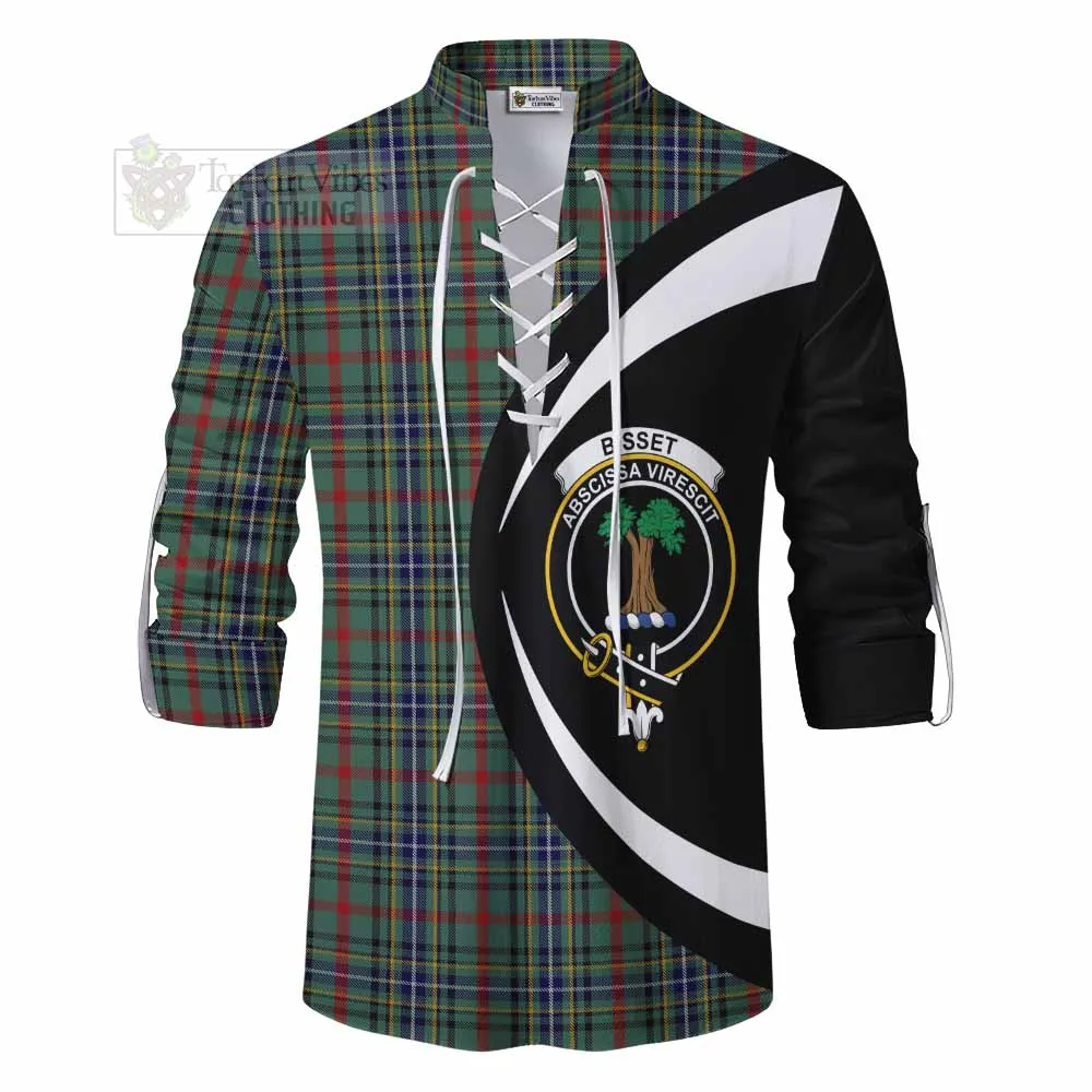 Bisset Tartan Ghillie Kilt Shirt with Family Crest Circle Style