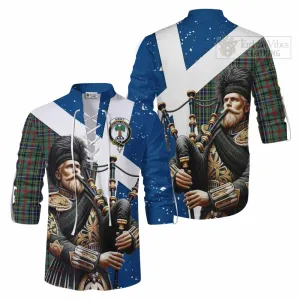 Bisset Tartan Ghillie Kilt Shirt with Family Crest Scottish Bagpiper Vibes