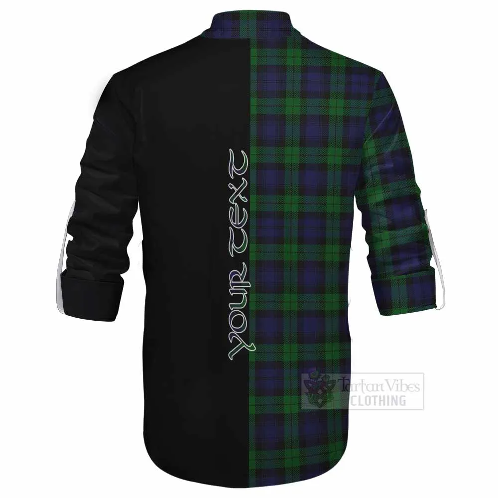 Black Watch Tartan Ghillie Kilt Shirt with Family Crest and Half Of Me Style