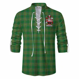 Blacke Irish Clan Tartan Ghillie Kilt Shirt with Coat of Arms