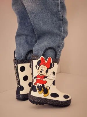 Black/White Minnie Mouse/Daisy Duck License Handle Wellies