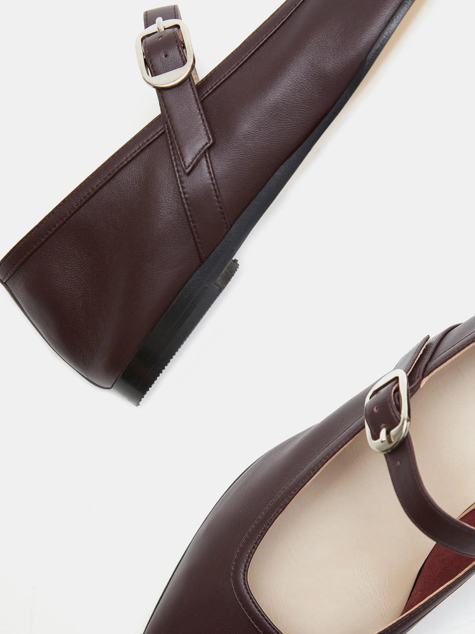 Bordeaux leather ballet Mary Jane flats