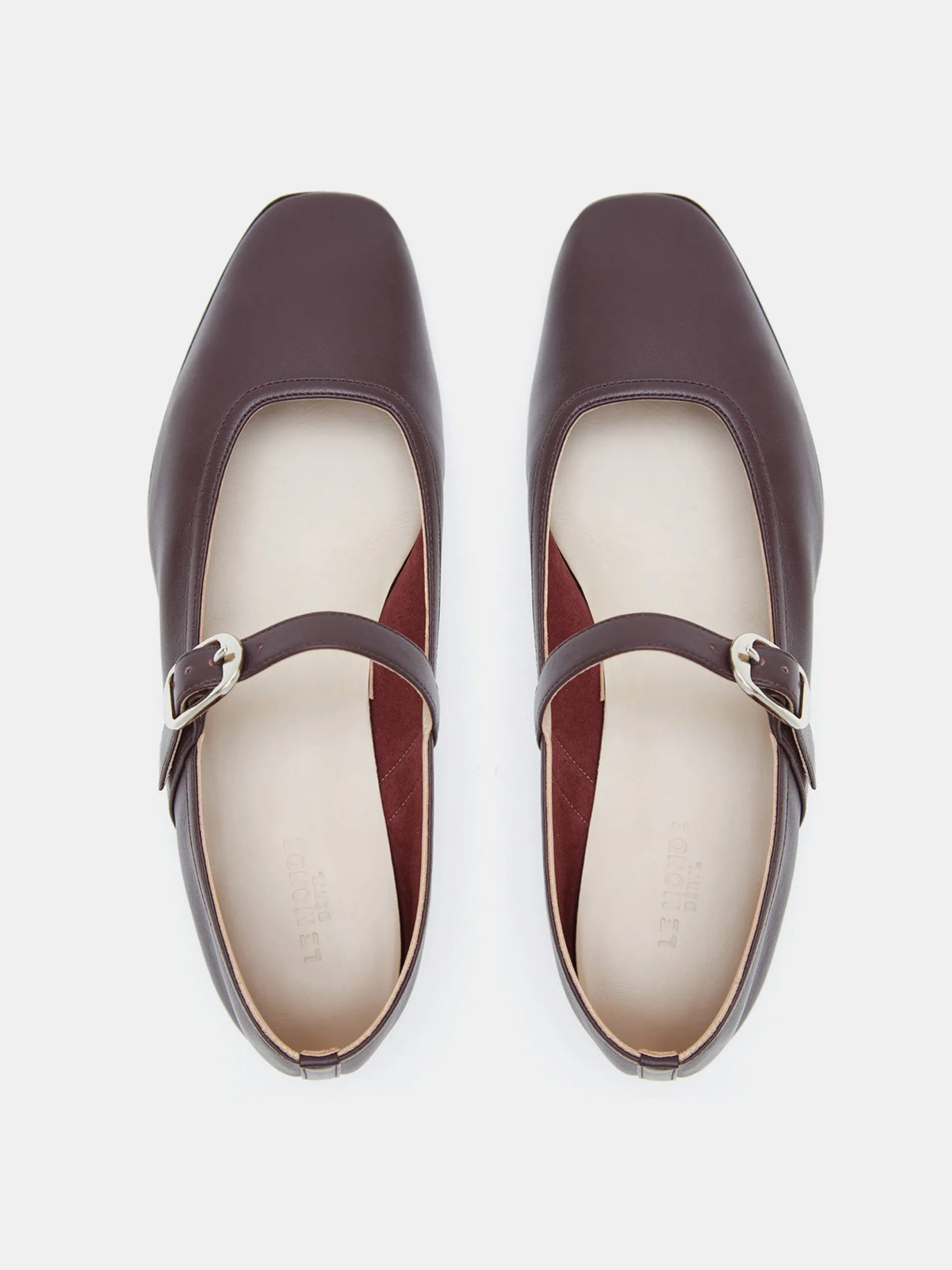 Bordeaux leather ballet Mary Jane flats