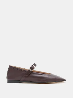Bordeaux leather ballet Mary Jane flats