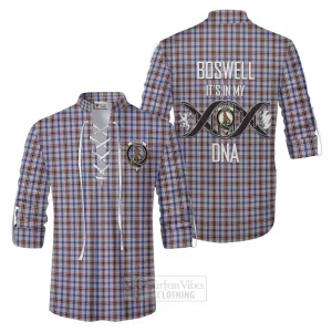 Boswell Tartan Ghillie Kilt Shirt with Family Crest DNA In Me Style