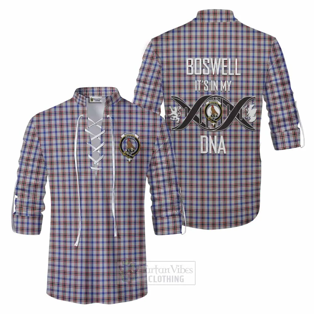 Boswell Tartan Ghillie Kilt Shirt with Family Crest DNA In Me Style