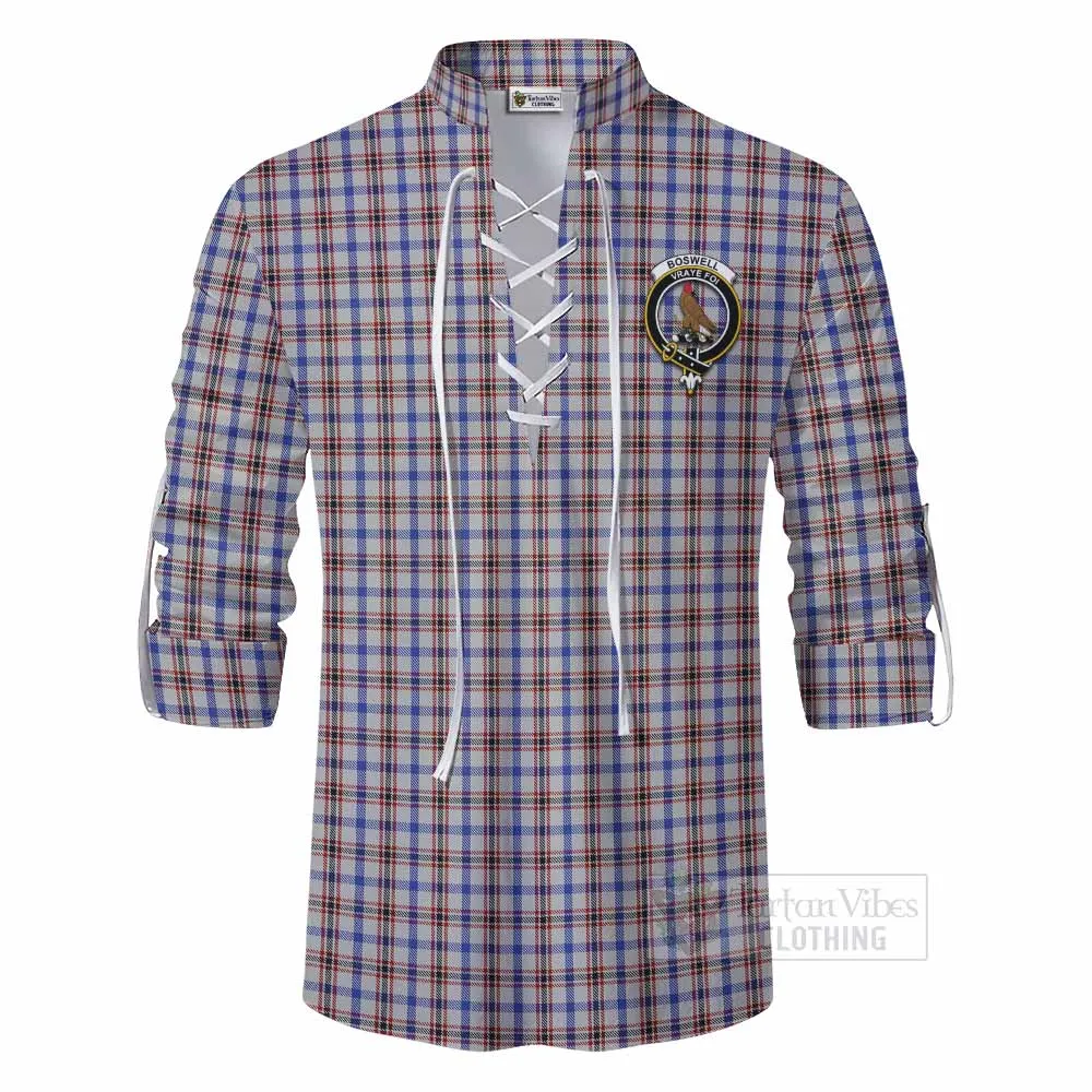 Boswell Tartan Ghillie Kilt Shirt with Family Crest DNA In Me Style