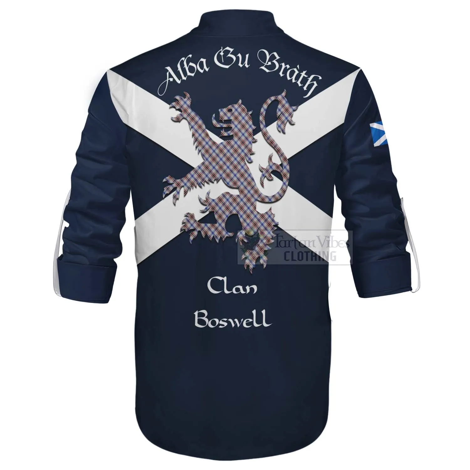 Boswell Tartan Lion Rampant Ghillie Kilt Shirt Proudly Display Your Heritage with Alba Gu Brath and Clan Name