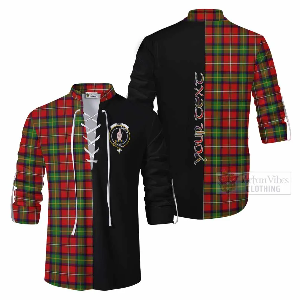 Boyd Tartan Ghillie Kilt Shirt with Family Crest and Half Of Me Style
