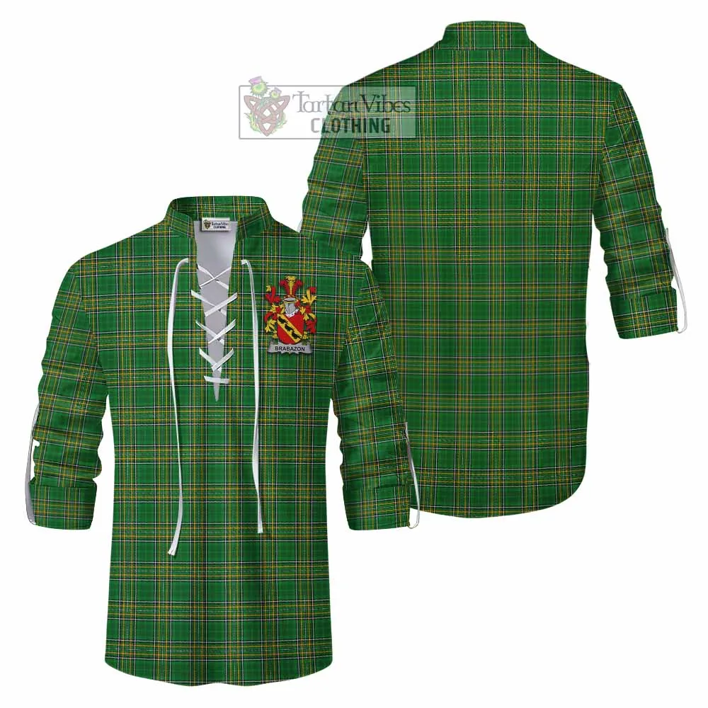 Brabazon Irish Clan Tartan Ghillie Kilt Shirt with Coat of Arms