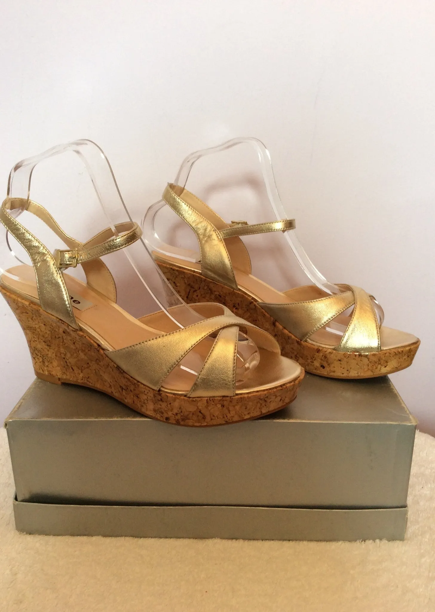 Brand New Dune Gold Wedge Heel Sandals Size 6/39