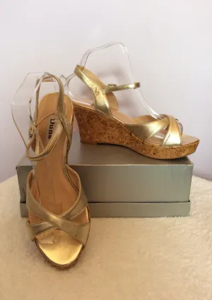 Brand New Dune Gold Wedge Heel Sandals Size 6/39
