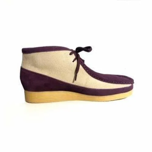 British Walkers New Castle Wallabee Boots Men's Beige and Burgundy Suede
