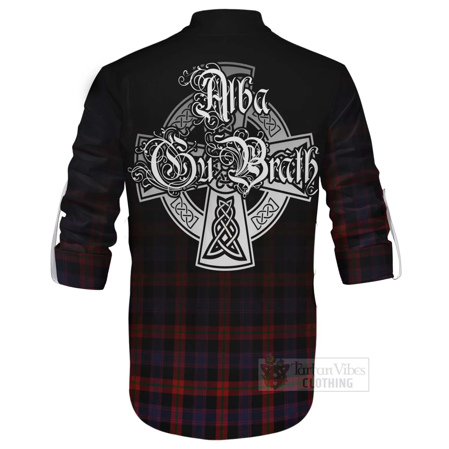 Brown (Broun) Tartan Ghillie Kilt Shirt Featuring Alba Gu Brath Family Crest Celtic Inspired