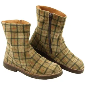 Brown Plaid Short Girls Boots by PePe Shoes