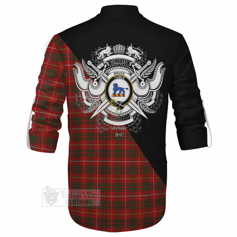 Bruce Tartan Ghillie Kilt Shirt with Family Crest and Military Logo Style