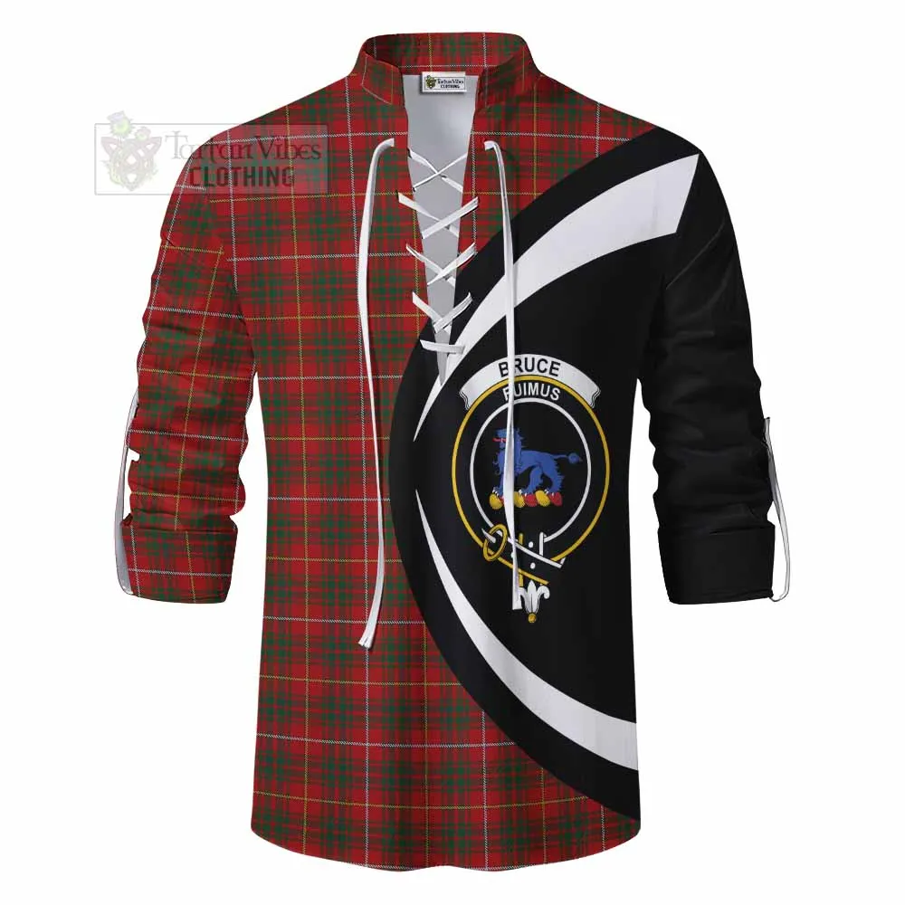 Bruce Tartan Ghillie Kilt Shirt with Family Crest Circle Style