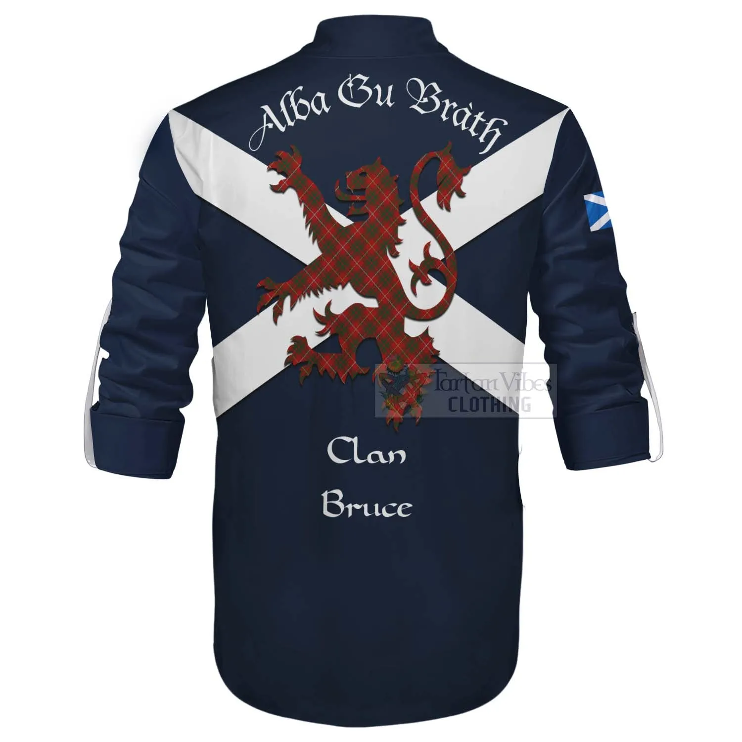 Bruce Tartan Lion Rampant Ghillie Kilt Shirt Proudly Display Your Heritage with Alba Gu Brath and Clan Name