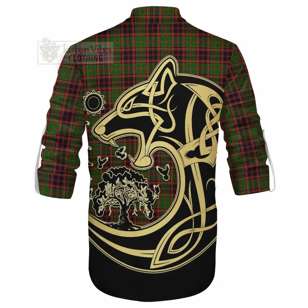 Buchan Tartan Ghillie Kilt Shirt with Family Crest Celtic Wolf Style