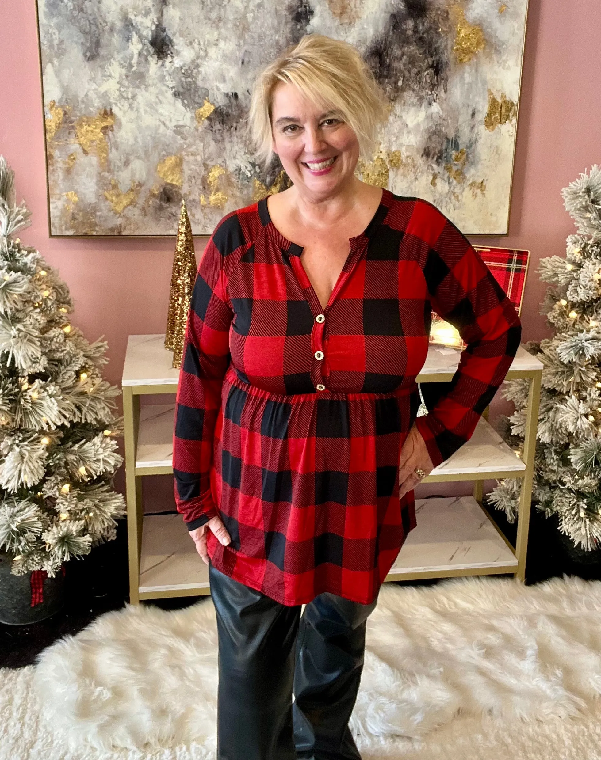 Buffalo Plaid Babydoll top
