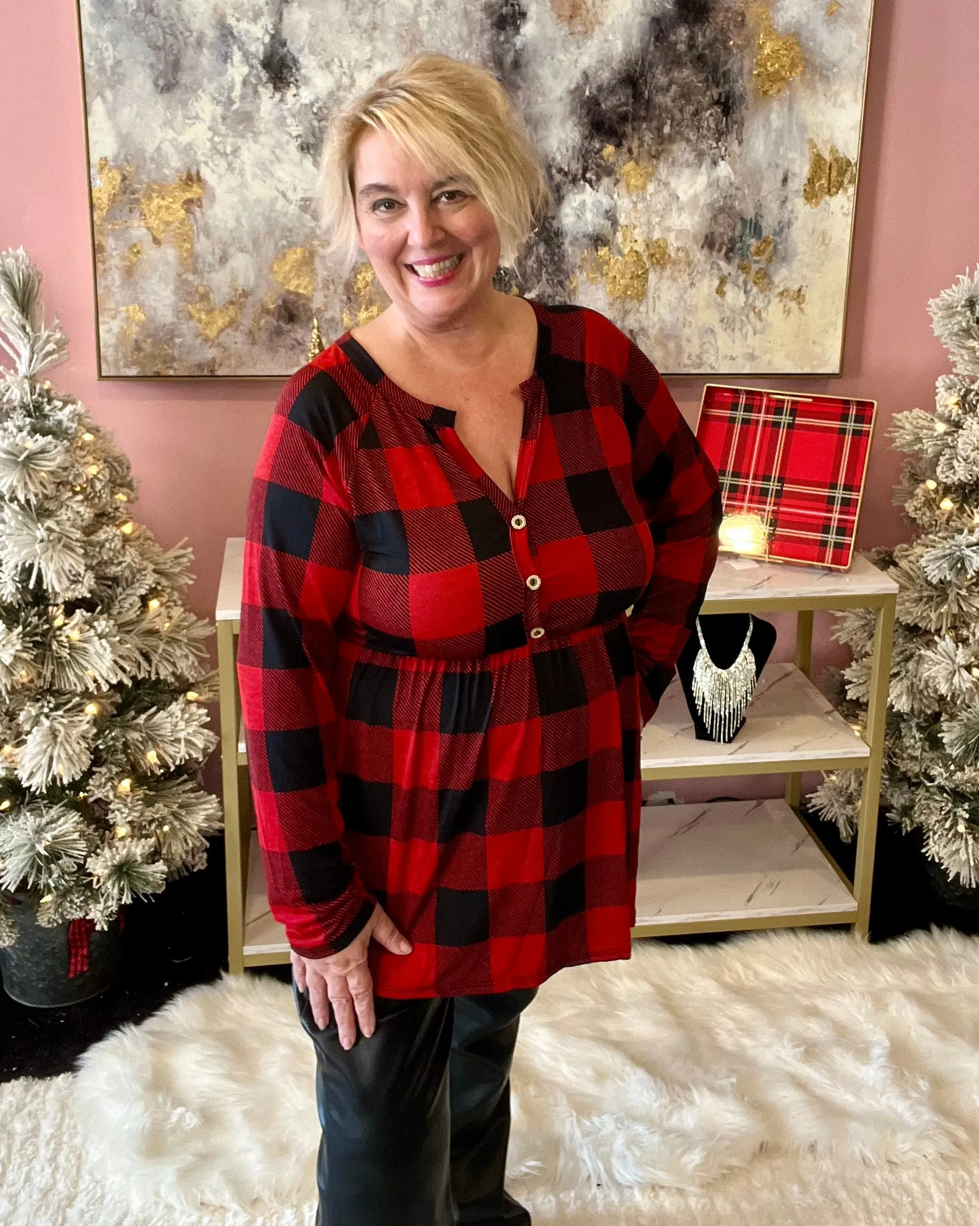 Buffalo Plaid Babydoll top