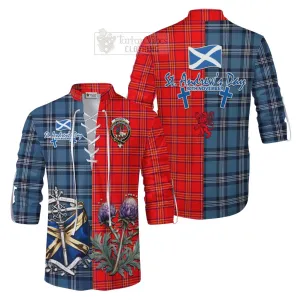 Burnett Tartan Ghillie Kilt Shirt Happy St. Andrew's Day Half Tartan Style