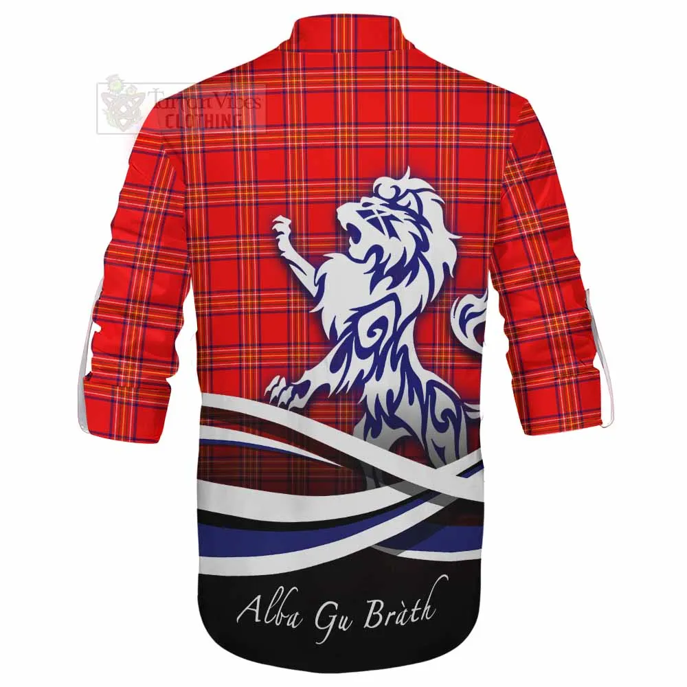 Burnett Tartan Ghillie Kilt Shirt with Alba Gu Brath Regal Lion Emblem