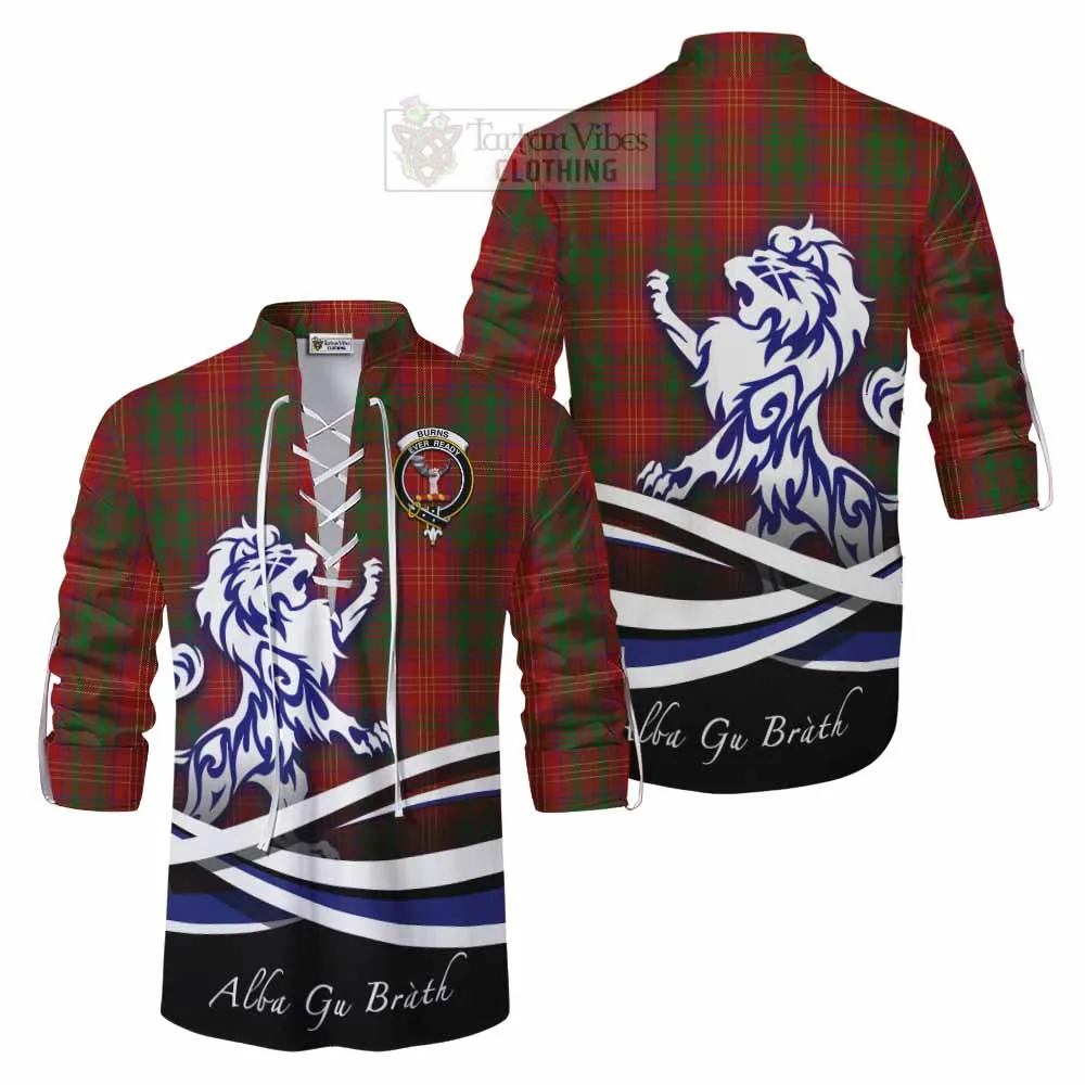 Burns Tartan Ghillie Kilt Shirt with Alba Gu Brath Regal Lion Emblem