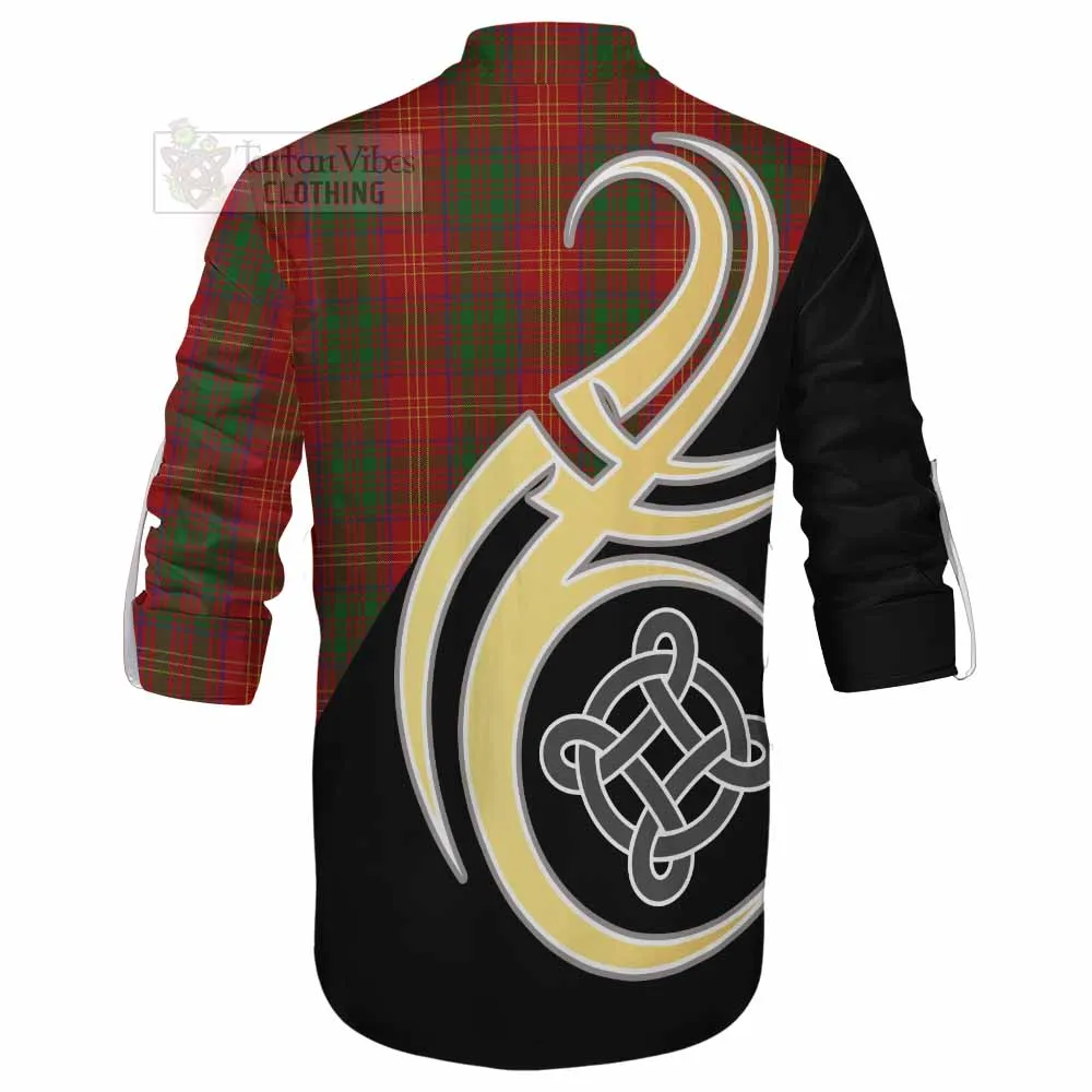 Burns Tartan Ghillie Kilt Shirt with Family Crest and Celtic Symbol Style