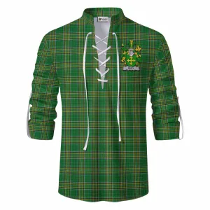 Bury Irish Clan Tartan Ghillie Kilt Shirt with Coat of Arms