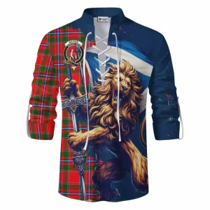 Butter Tartan Family Crest Ghillie Kilt Shirt with Scottish Majestic Lion
