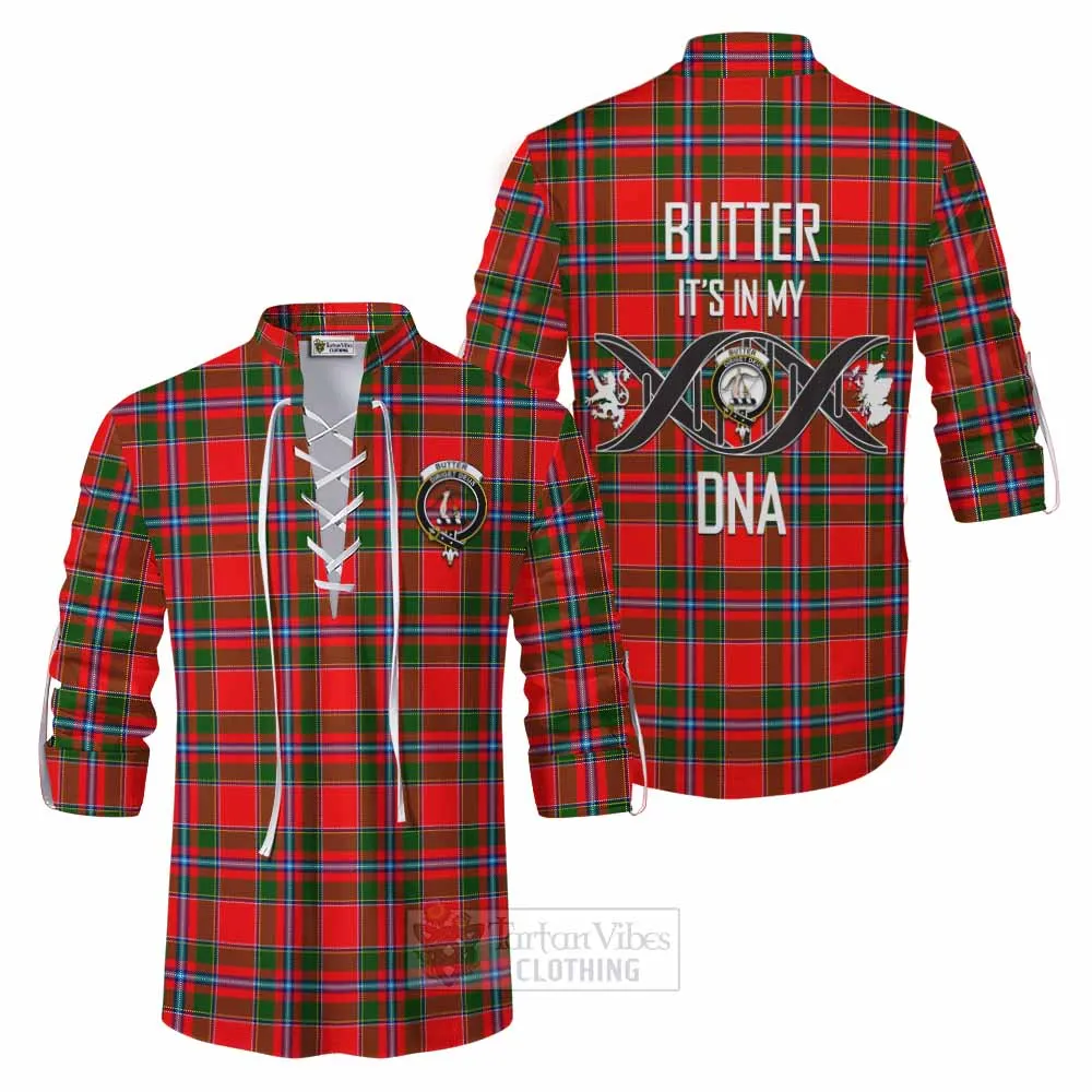 Butter Tartan Ghillie Kilt Shirt with Family Crest DNA In Me Style