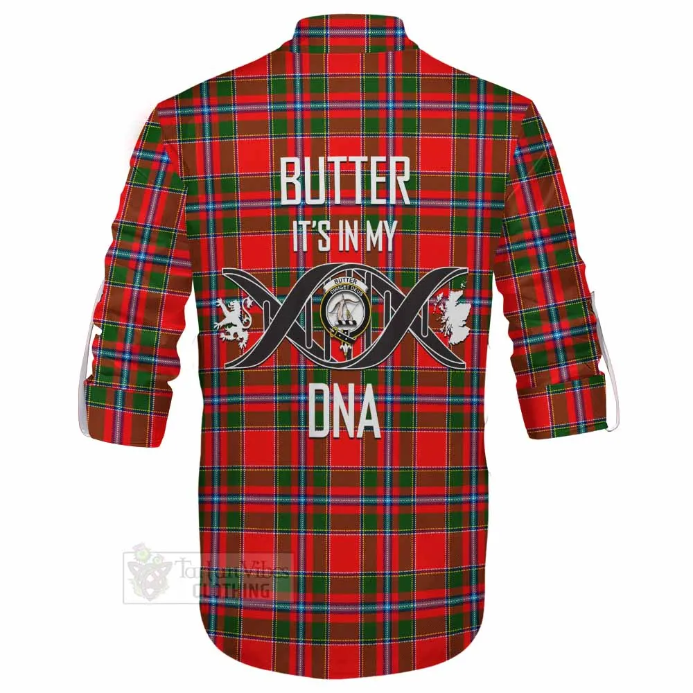 Butter Tartan Ghillie Kilt Shirt with Family Crest DNA In Me Style