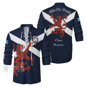 Butter Tartan Lion Rampant Ghillie Kilt Shirt Proudly Display Your Heritage with Alba Gu Brath and Clan Name