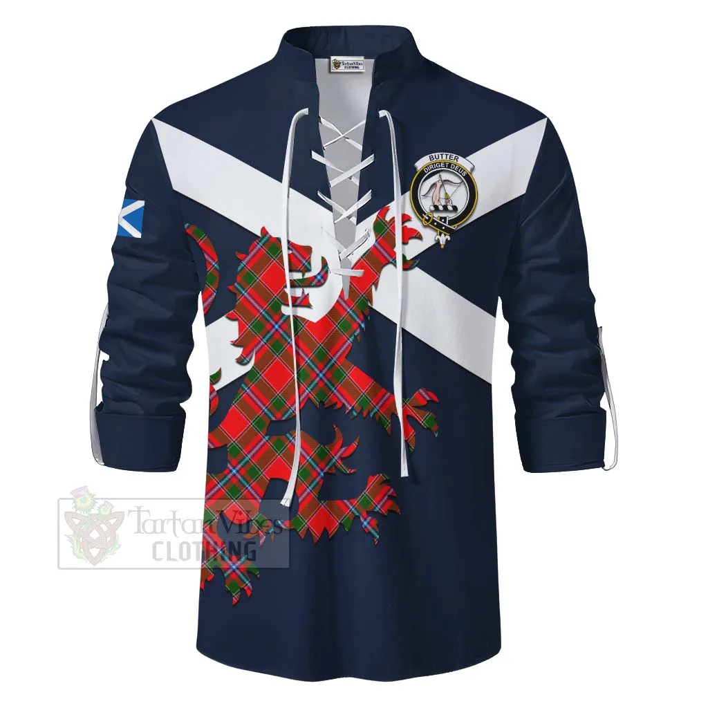 Butter Tartan Lion Rampant Ghillie Kilt Shirt Proudly Display Your Heritage with Alba Gu Brath and Clan Name