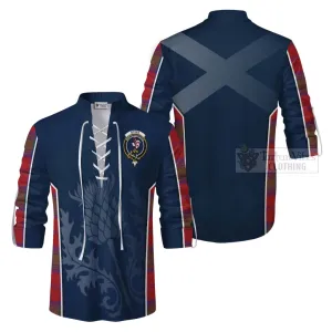 Byres (Byses) Tartan Ghillie Kilt Shirt with Family Crest and Scottish Thistle Vibes Sport Style