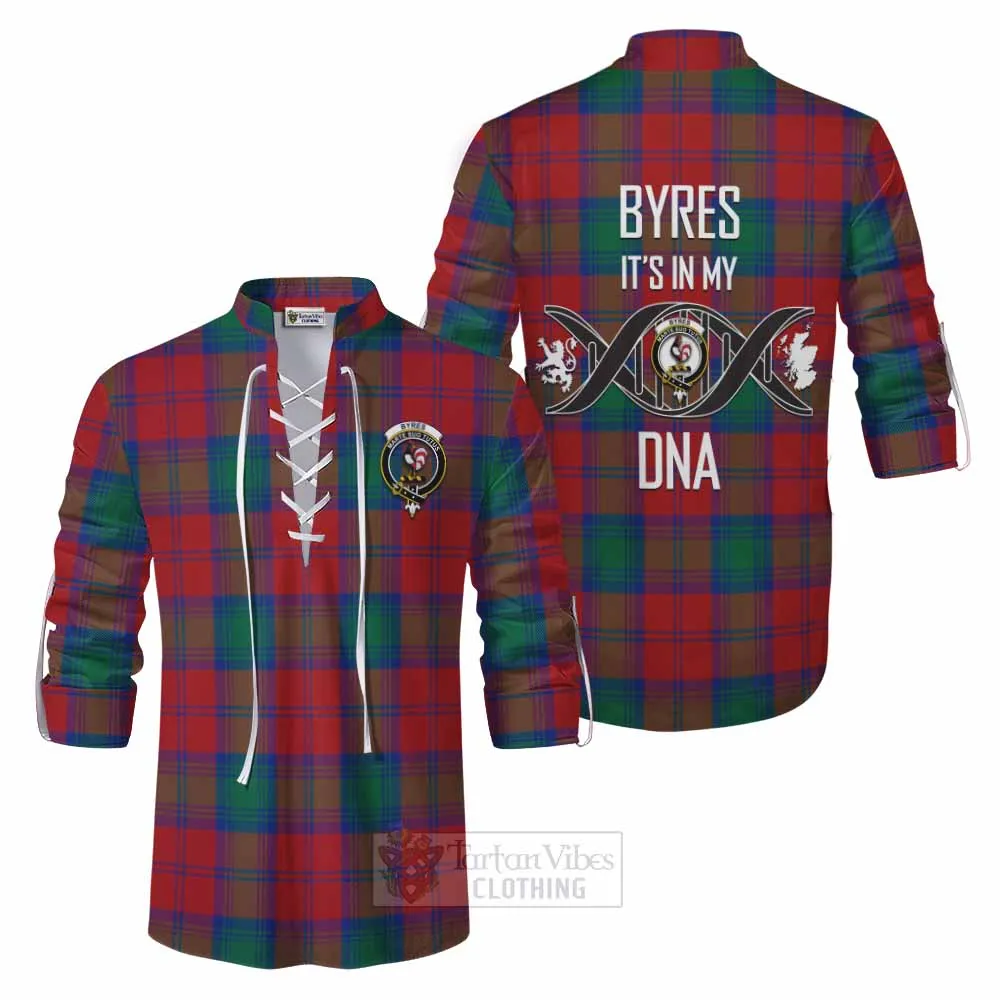 Byres (Byses) Tartan Ghillie Kilt Shirt with Family Crest DNA In Me Style