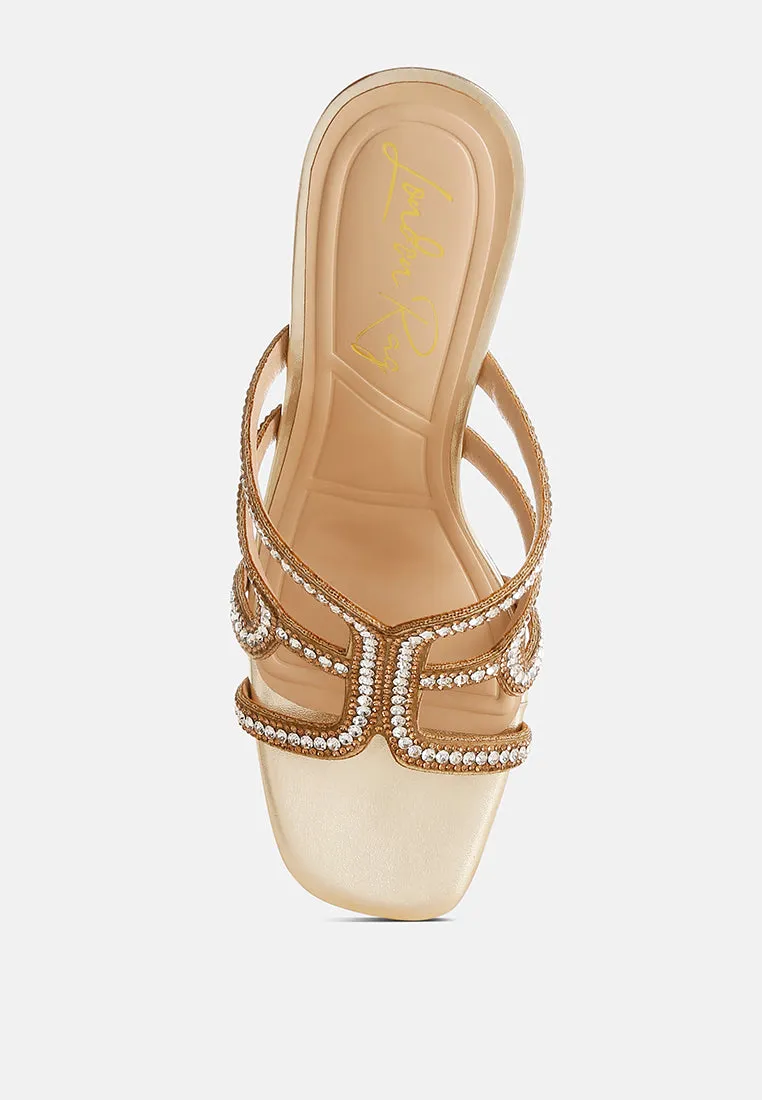 Caqueta Metallic Rhinestone Clear Wedge Sandals