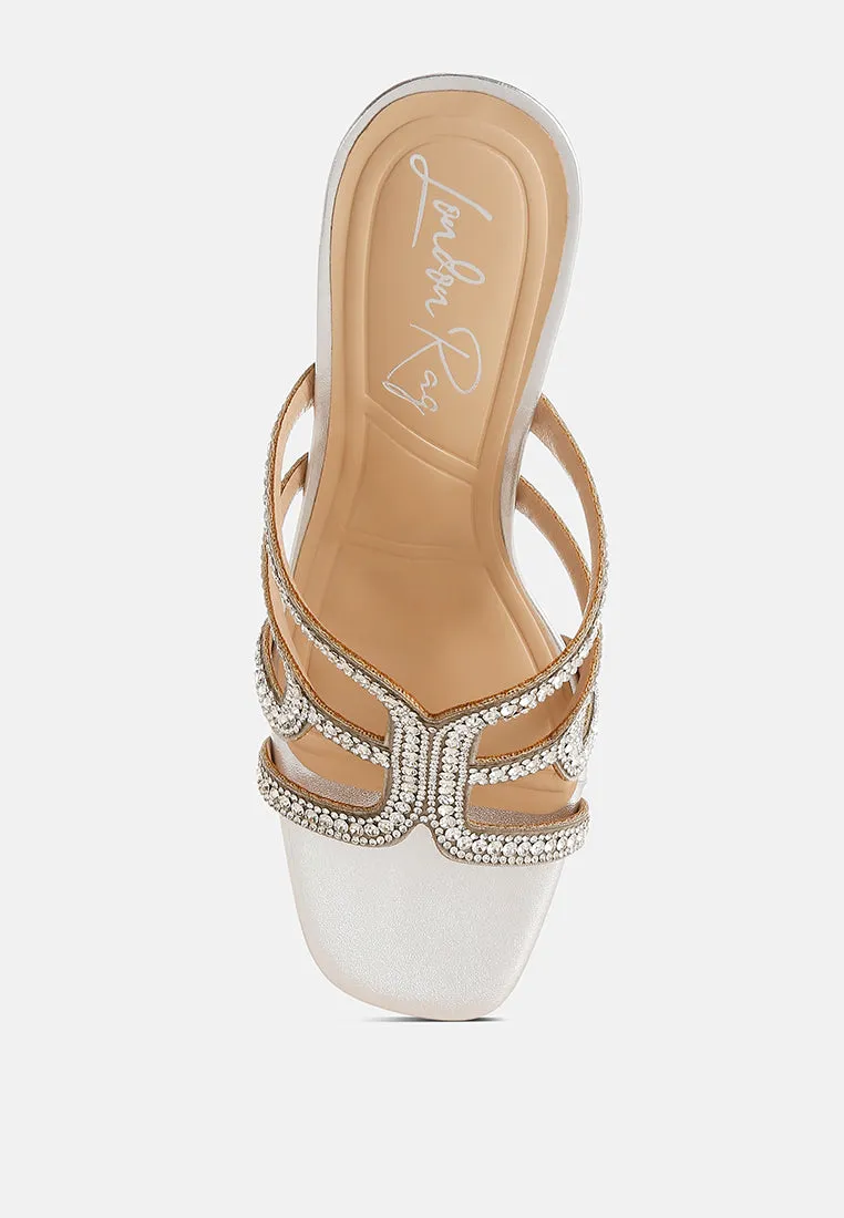Caqueta Metallic Rhinestone Clear Wedge Sandals