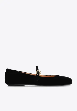 Carla Velvet Mary-Jane Ballet Flats