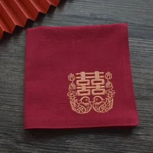 Chinese Handkerchief with the Embroidered Pattern of Mandarin Duck