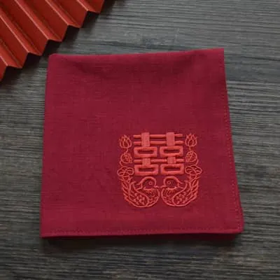 Chinese Handkerchief with the Embroidered Pattern of Mandarin Duck