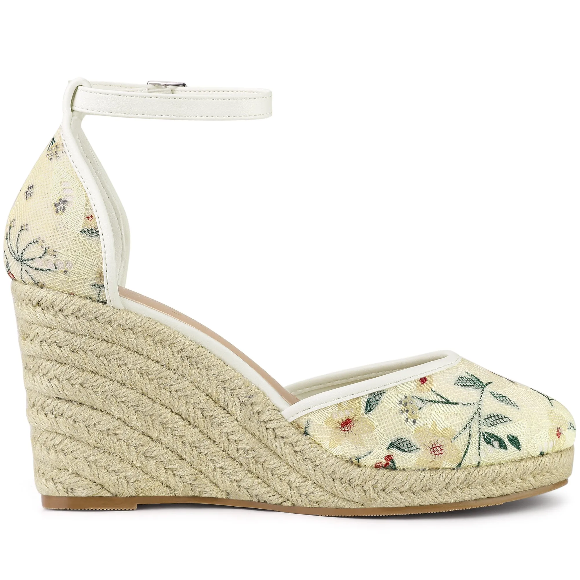 Closed Toe Espadrille Platform Heel Lace Wedge Sandals